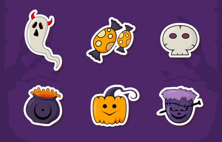 Halloween Sticker Set Collection Designのイラスト素材