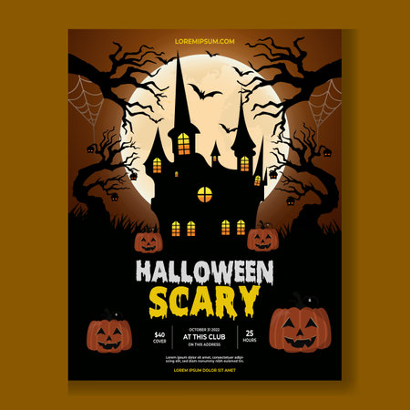 Halloween Scary with Pumpkin Poster Designのイラスト素材