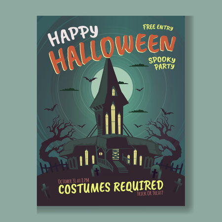 Happy Halloween Spooky Party Poster Designのイラスト素材