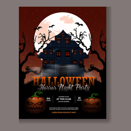 Halloween Horror Night Party Poster Designのイラスト素材