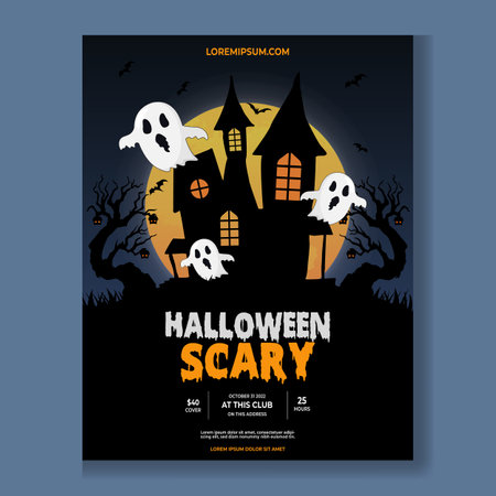 Halloween Scary Night Poster Designのイラスト素材