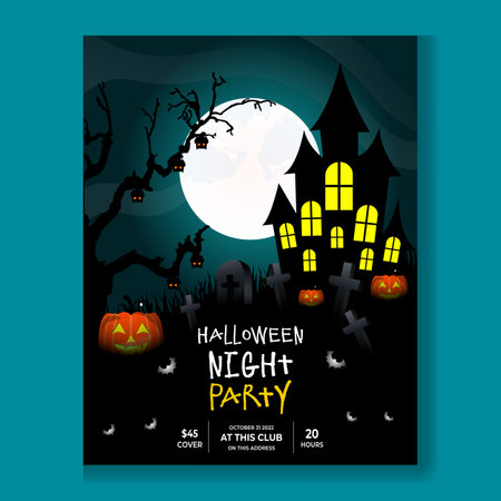 Halloween Night Party Poster Designのイラスト素材