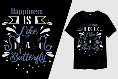 Happiness is Like a Butterfly T Shirt Designのイラスト素材