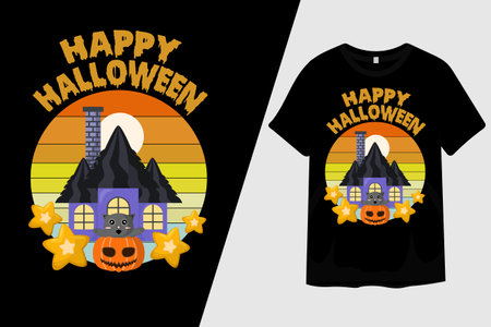 Happy Halloween T Shirt Designのイラスト素材