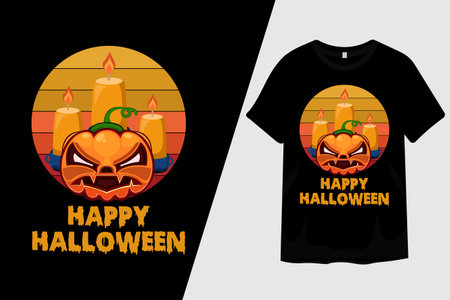 Happy Halloween with Pumpkin T Shirt Designのイラスト素材