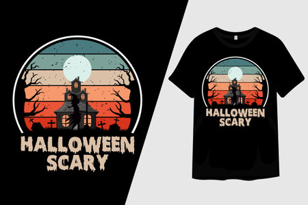Halloween Scary Retro Vintage T Shirt Designのイラスト素材