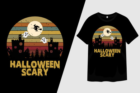 Halloween Scary Silhouette T Shirt Designのイラスト素材