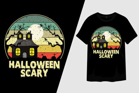 Halloween Night Scary T Shirt Designのイラスト素材