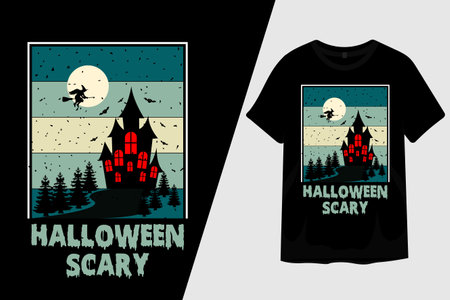Halloween Night Scary T Shirt Designのイラスト素材