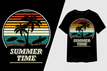 Summer Time Retro Vintage T Shirt Designのイラスト素材