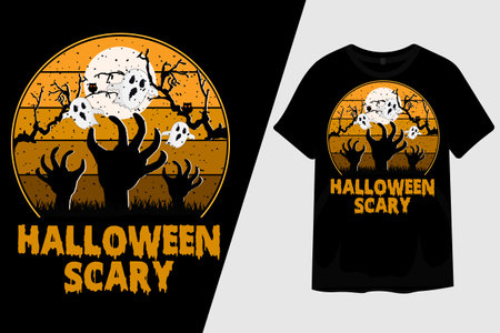 Halloween Scary Retro Vintage T Shirt Designのイラスト素材