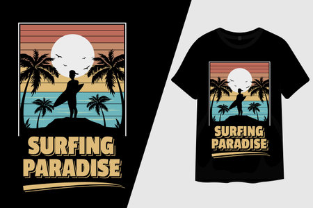Surfing Paradise T Shirt Designのイラスト素材