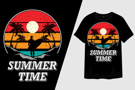 Summer Time Retro Vintage T Shirt Designのイラスト素材