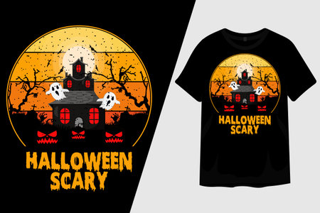 Halloween Scary Retro Vintage T Shirt Designのイラスト素材