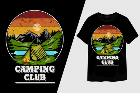 Camping Club Retro Vintage T Shirt Designのイラスト素材