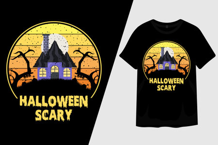 Halloween Scary Retro Vintage T Shirt Designのイラスト素材