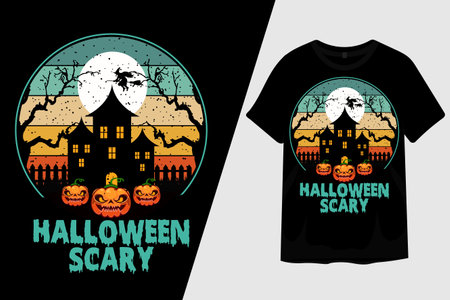 Halloween Scary with Pumpkin T Shirt Designのイラスト素材