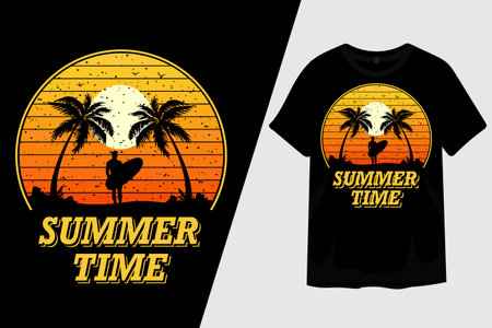 Summer Time Retro Vintage T Shirt Designのイラスト素材