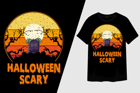 Halloween Night Scary T Shirt Designのイラスト素材