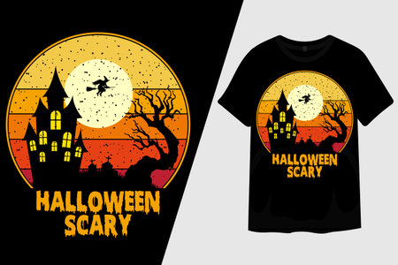 Halloween Scary Silhouette T Shirt Designのイラスト素材