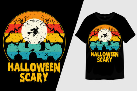 Halloween Night Scary Silhouette T Shirt Designのイラスト素材