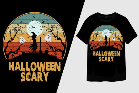 Halloween Scary Retro Vintage T Shirt Designのイラスト素材