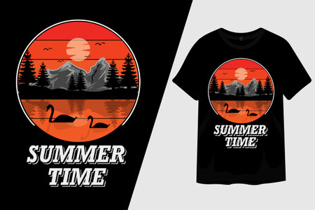 Summer Time Retro Vintage T Shirt Designのイラスト素材