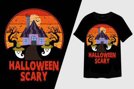 Halloween Night Scary T Shirt Designのイラスト素材