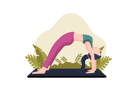 Woman Meditating in Nature Flat Illustrationのイラスト素材