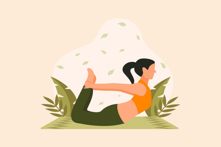 Outdoor Yoga Flat Design Illustrationのイラスト素材