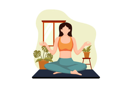 Woman Doing Yoga Flat Designのイラスト素材