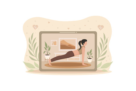 Woman Practicing Yoga Flat Designのイラスト素材