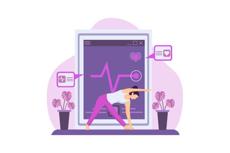 Woman Practicing Yoga Flat Designのイラスト素材