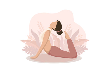 Woman Practicing Yoga Flat Designのイラスト素材
