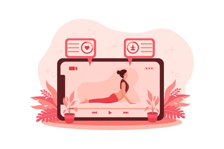 Woman Practicing Yoga Flat Designのイラスト素材