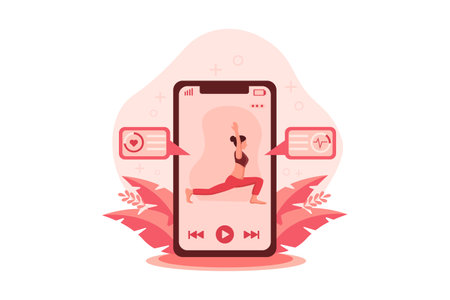 Woman Practicing Yoga Flat Designのイラスト素材