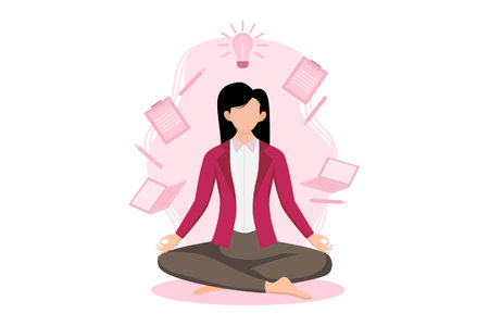 Woman Practicing Yoga Flat Designのイラスト素材