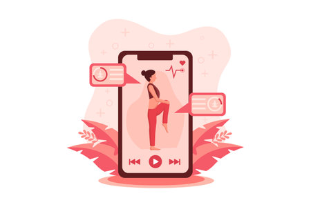 Woman Practicing Yoga Flat Designのイラスト素材