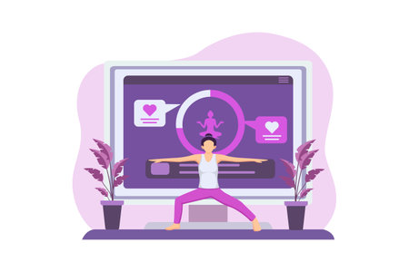 Woman Practicing Yoga Flat Designのイラスト素材