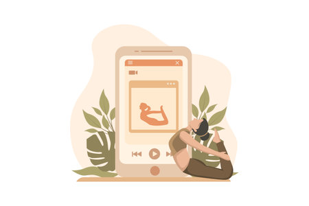 Woman Practicing Yoga Flat Designのイラスト素材