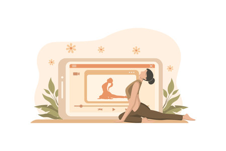Woman Practicing Yoga Flat Designのイラスト素材
