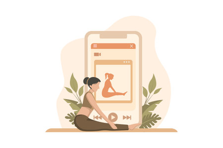 Woman Practicing Yoga Flat Designのイラスト素材