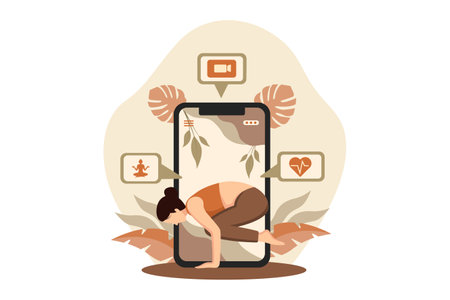 Woman Practicing Yoga Flat Designのイラスト素材