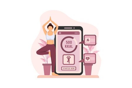 Woman Practicing Yoga Flat Designのイラスト素材