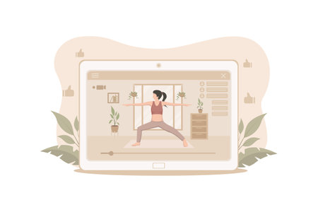 Woman Practicing Yoga Flat Designのイラスト素材