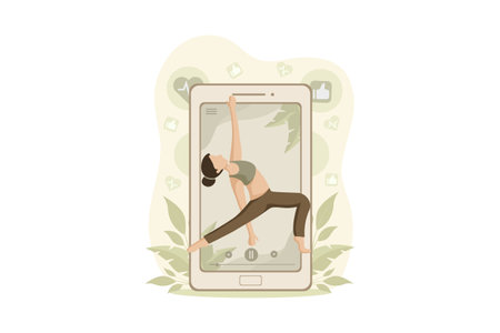 Woman Practicing Yoga Flat Designのイラスト素材