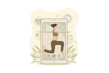 Woman Practicing Yoga Flat Designのイラスト素材