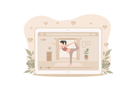 Woman Practicing Yoga Flat Designのイラスト素材