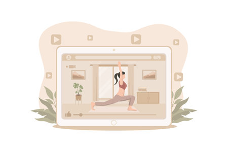 Woman Practicing Yoga Flat Designのイラスト素材