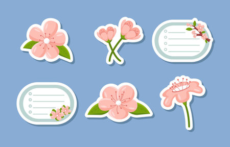 Journal Templates Peach Blossom Stickerのイラスト素材